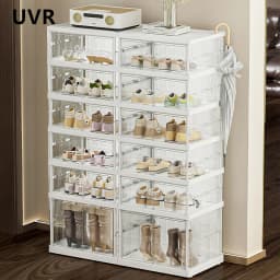 UVR Folding Shoe Cabinet Multi-Layer Snack Storage Box Plastic Shoe Storage Cabinet Doorway Large Capacity Shelf Home Furniture