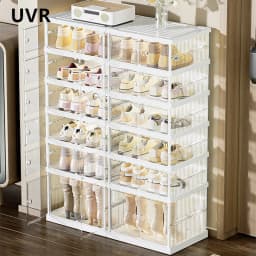 UVR Folding Shoe Cabinet Multi-Layer Snack Storage Box Plastic Shoe Storage Cabinet Doorway Large Capacity Shelf Home Furniture