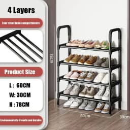 8 Tier Household Metal Shoe Rack Furniture Elevated Shoe-Shelf Multi-Functional Black Storage Racks Space Saving For Living Room