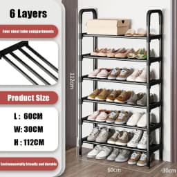8 Tier Household Metal Shoe Rack Furniture Elevated Shoe-Shelf Multi-Functional Black Storage Racks Space Saving For Living Room