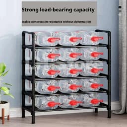 8 Tier Household Metal Shoe Rack Furniture Elevated Shoe-Shelf Multi-Functional Black Storage Racks Space Saving For Living Room