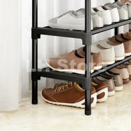 8 Tier Household Metal Shoe Rack Furniture Elevated Shoe-Shelf Multi-Functional Black Storage Racks Space Saving For Living Room