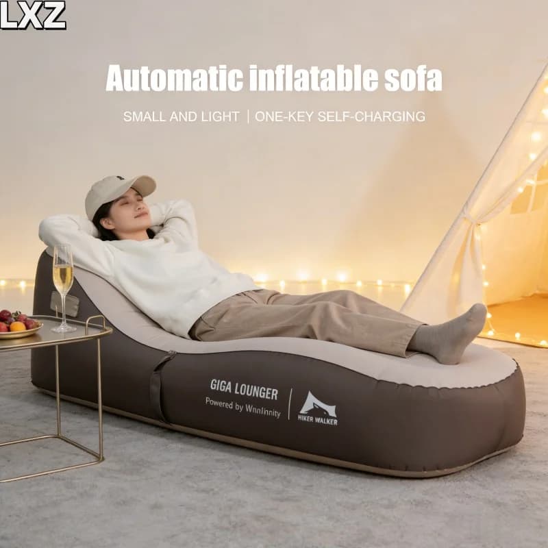 One Click Automatic Inflatable Lounge Chair, Lightweight Inflatable Sofa for Travel - USB Rechargeable, Outdoor Camping Sofa Bed