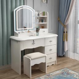 Nordic Vintage Vanity Table Drawer Set With Chair Mid Century Classic Vanity Table With Light Mirror Design Coiffeuse Furniture