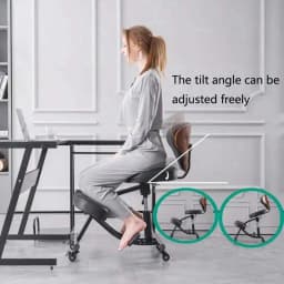 Kneeling Chair with Wood Back Support Adjustable Desk Chair for Home and Office Kneel Stool Adjustable Height & Angle Posture