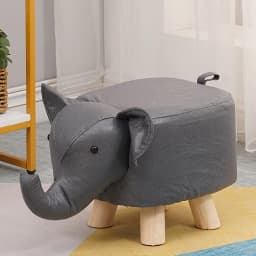 1 Elephant Stool Children's Animal Stool Cute and Creative Elephant Stool Solid Wood Technology Cloth Perfect for Living Room