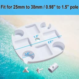 CYBeach Umbrella Tray, with 4 Cup Holders and 4 Snack Grids, Suitable for Beaches, Terraces, Gardens and Swimming Pools