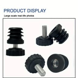 Furniture Leveling Feet with Screws –M8*25MM Adjustable Cabinet Levelers Non-Marking Plastic Base Glide Pads for Pipe End Insert