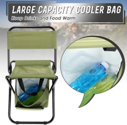 Portable Folding Moon Chair Backrest Lightweight Outdoor Folding Chair with Cooler Bag Outdoor Camping Chair Beach Fishing Chair