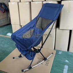 Folding Rocking Camping Chair Portable Outdoor Rocker with High Back, Bottom Storage Bag, Carry Bag, Supports 150kg