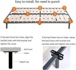 2Pcs Adjustable Height Bed Frame Support Leg, for Steel Bed Frame or Wooden Bed Center Slat Support Leg