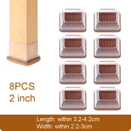 8PCS Chair Leg Foot Cushion Protective Rectangle Furniture Rubber Feet Pads Table Chair Leg Foot End Caps Foot Covers Protectors