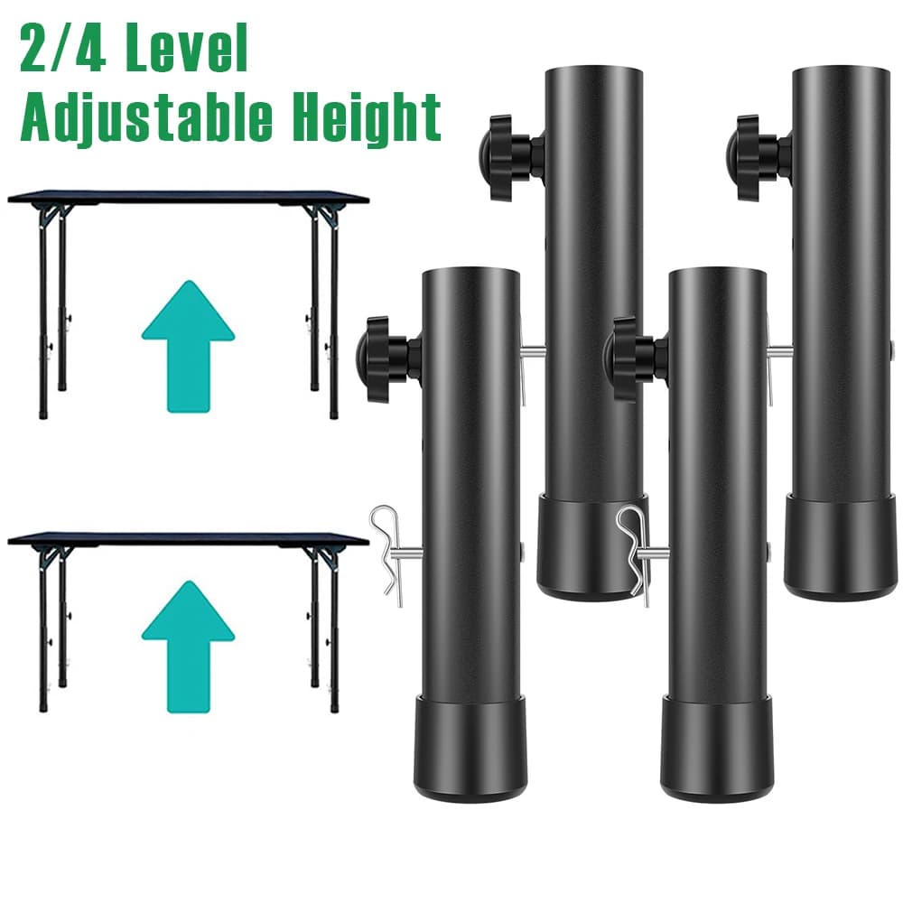4Pcs Table Leg Extenders 2/4 Level Adjustable Height Table Leg Risers with Fixing Bolts Heavy Duty Steel Furniture Leg Accessory
