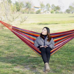 New Creative Canvas Single Hammock Outdoor Courtyard Sleeping Hammock Camping Indoor Children's Swing Thick Striped Hammock