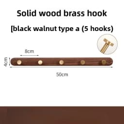 Walnut Beech Solid Wood Brass Clothes Hook Entrance Foyer Coat Racks Wall Hanging Scarf Hats Keys Organizer Shelf Home Decor