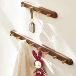 Walnut Beech Solid Wood Brass Clothes Hook Entrance Foyer Coat Racks Wall Hanging Scarf Hats Keys Organizer Shelf Home Decor