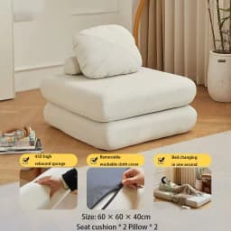 Tofu Block Lazy Sofa Single Person Detachable And Washable Sofa Home Furniture Living Room Sofa Bed Dual-useTatamiMinimalistSofa