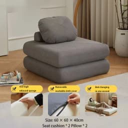 Tofu Block Lazy Sofa Single Person Detachable And Washable Sofa Home Furniture Living Room Sofa Bed Dual-useTatamiMinimalistSofa