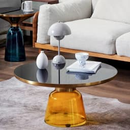 Nordic Living Room Household Tempered Glass Sofa Light Luxury Coffee Table Combination Colorful Round Creative Storage Tables
