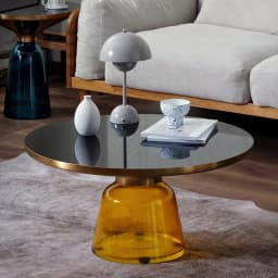 Nordic Living Room Household Tempered Glass Sofa Light Luxury Coffee Table Combination Colorful Round Creative Storage Tables