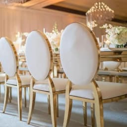 78pcs)factory gold metal chiavari chair hotel metal dining table set for wedding and event