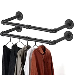 American Style Wall Mounted Clothes Rack Industrial Iron Water Pipe Design Clothing Hanger Multi-Functional Display