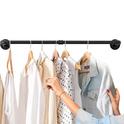 American Style Wall Mounted Clothes Rack Industrial Iron Water Pipe Design Clothing Hanger Multi-Functional Display