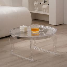 Nordic, Coffee Table, Simple, Home, Small Round Table, Balcony, Designer, Acrylic, Transparent, Round, Living Room, Corner Table