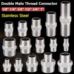 1-10pcs Nipple Connector 1/8"1/4"3/8" 1/2" 3/4"1" Stainless Steel Double Male Thread Equal/Reducing Connector Length 30-100mm