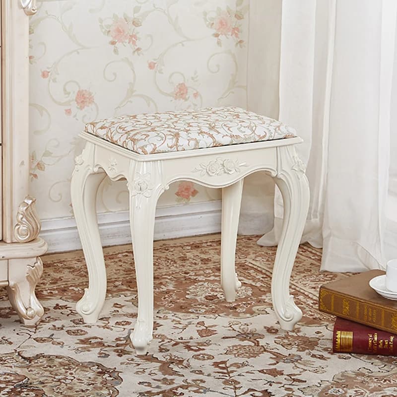 European American Style Dressing Stools Makeup Stool Soft Small Square Ottomans Household Chairs Princess Bedroom Nail Stools