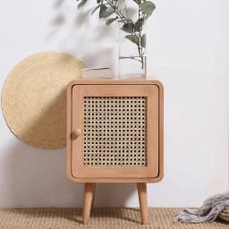 Wooden Furniture Coffee Tables Living Room Furniture Sofa Side Table Rattan Weaving Bedside Table Bedroom Small Storage Cabinet