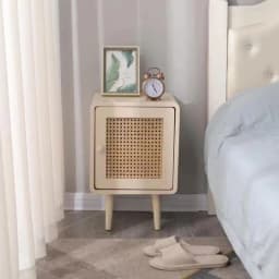 Wooden Furniture Coffee Tables Living Room Furniture Sofa Side Table Rattan Weaving Bedside Table Bedroom Small Storage Cabinet