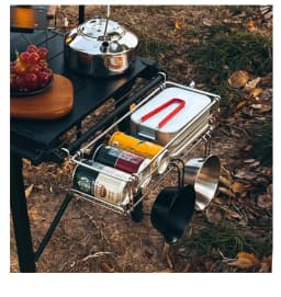 Outdoor Aluminum Table Side Storage Rack Hanging Mesh IGT Table Expansion Bracket Folding Table Extension Basket Folding Rac