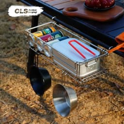 Outdoor Aluminum Table Side Storage Rack Hanging Mesh IGT Table Expansion Bracket Folding Table Extension Basket Folding Rac