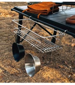 Outdoor Aluminum Table Side Storage Rack Hanging Mesh IGT Table Expansion Bracket Folding Table Extension Basket Folding Rac