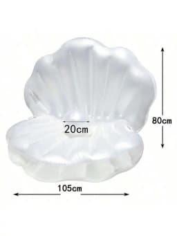 Inflatable Shell Shaped White PVC Seashell Pool Float, Blow Up Giant Clam Floatie with Pearl Ball, Shell Pool Floating Ride On