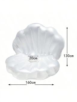Inflatable Shell Shaped White PVC Seashell Pool Float, Blow Up Giant Clam Floatie with Pearl Ball, Shell Pool Floating Ride On