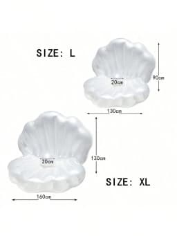 Inflatable Shell Shaped White PVC Seashell Pool Float, Blow Up Giant Clam Floatie with Pearl Ball, Shell Pool Floating Ride On
