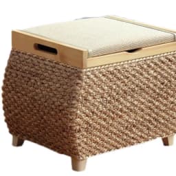 MOMO Rattan Storage Stool Storage Stool Solid Wood Storage Box Shoes Stool Household Can Sit Sofa Stool Doorway Shoe Bench