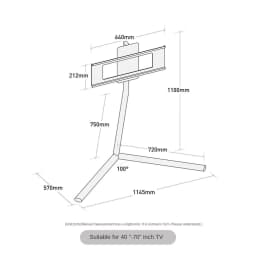 MOMO TV Floor Standing Stand Movable Living Room Bedroom Silver Wing With Wheels 55 Inch 65 Inch Vertical TV Stand