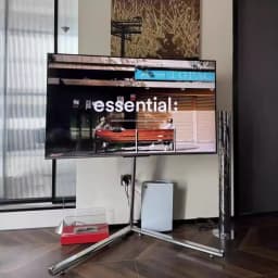 MOMO TV Floor Standing Stand Movable Living Room Bedroom Silver Wing With Wheels 55 Inch 65 Inch Vertical TV Stand