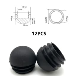 12 Pcs Round Furniture Feet End Blanking Insert Pads Table Chair Leg Tube Tip Caps Plugs Plastic Home Floor Protector