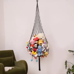 1pcs Hanging Toy Storage Cotton Rope Hanging Net Hand-woven Plush Toy Storage Net Bag Bohemian Toy Hammock