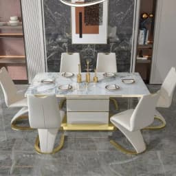 Marble Square Dining Table Set 4 Chairs and 6 Chairs,modern Luxury Gold with 6 Seater Restaurant Dining Room Furniture