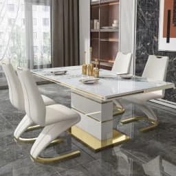 Marble Square Dining Table Set 4 Chairs and 6 Chairs,modern Luxury Gold with 6 Seater Restaurant Dining Room Furniture