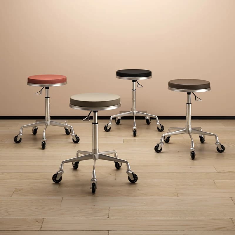 Professional Swivel Salon Stool with Wheels Ottomans Adjustable PU Leather Stylist Chair for Nail Spa Beauty Salon Furniture