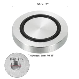 4pcs 40/50/60mm Dia Aluminum Circle Disc Glass Top Adapter M8 Round Table Feet Pad Plate Hardware with Anti-Slip Rubber Ring