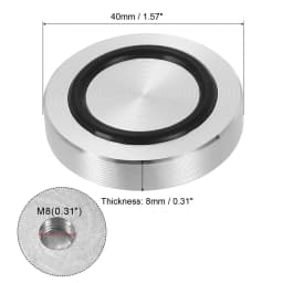 4pcs 40/50/60mm Dia Aluminum Circle Disc Glass Top Adapter M8 Round Table Feet Pad Plate Hardware with Anti-Slip Rubber Ring