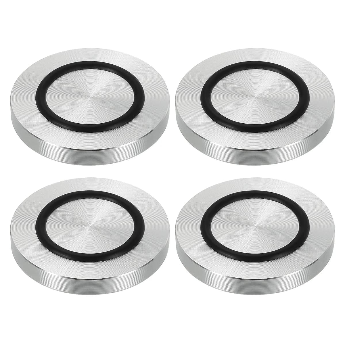 4pcs 40/50/60mm Dia Aluminum Circle Disc Glass Top Adapter M8 Round Table Feet Pad Plate Hardware with Anti-Slip Rubber Ring