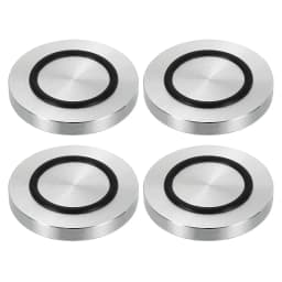 4pcs 40/50/60mm Dia Aluminum Circle Disc Glass Top Adapter M8 Round Table Feet Pad Plate Hardware with Anti-Slip Rubber Ring